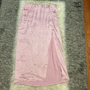 Pink Satin Maxi Skirt